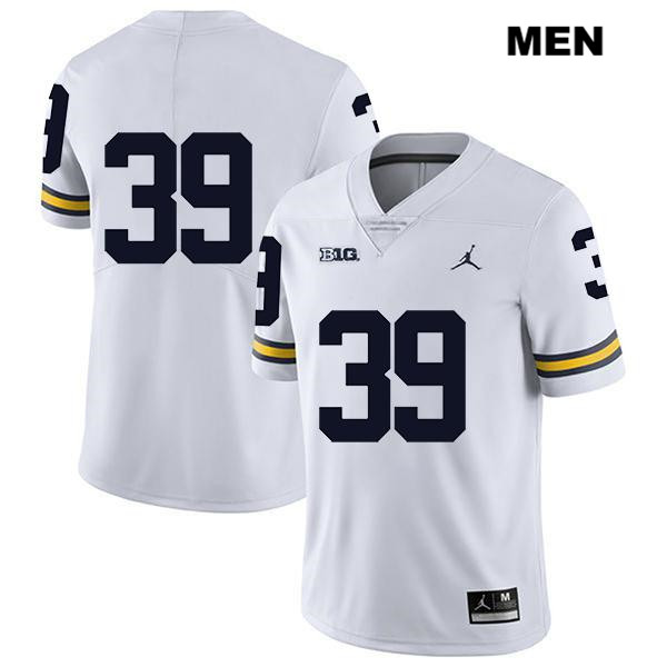 Men's NCAA Michigan Wolverines Matt Torey #39 No Name White Jordan Brand Authentic Stitched Legend Football College Jersey KG25N32EF